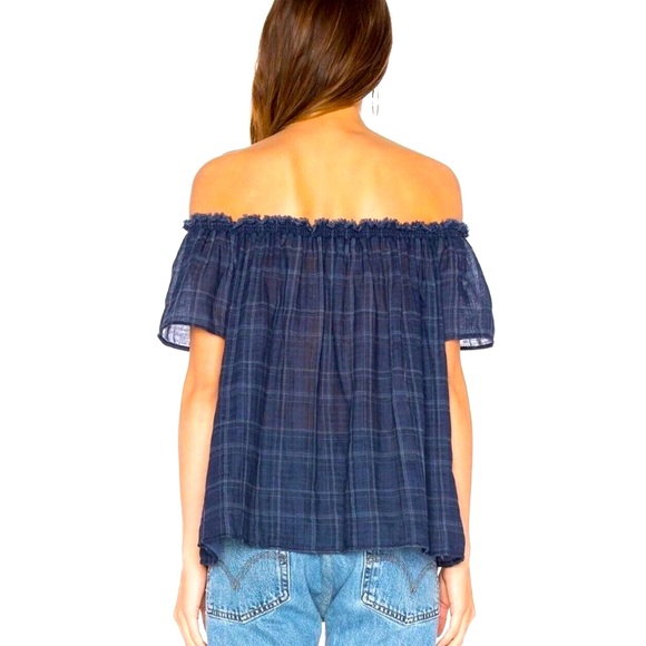 Love In gingham check off the shoulder flutter sleeve blouse - Picture 4 of 9